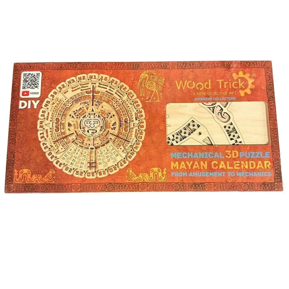 Wood Trick Mayan Calendar 3D Puzzle Mechanical Educational 73 Wooden Pieces NIB‎
